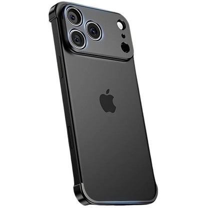Carcasa de Telefon, Klevo, Compatibila Apple iPhone 17 Pro Max, Fara Rama, doar Colturi si Camera, din Metal, Grosime 0.1 mm, Negru