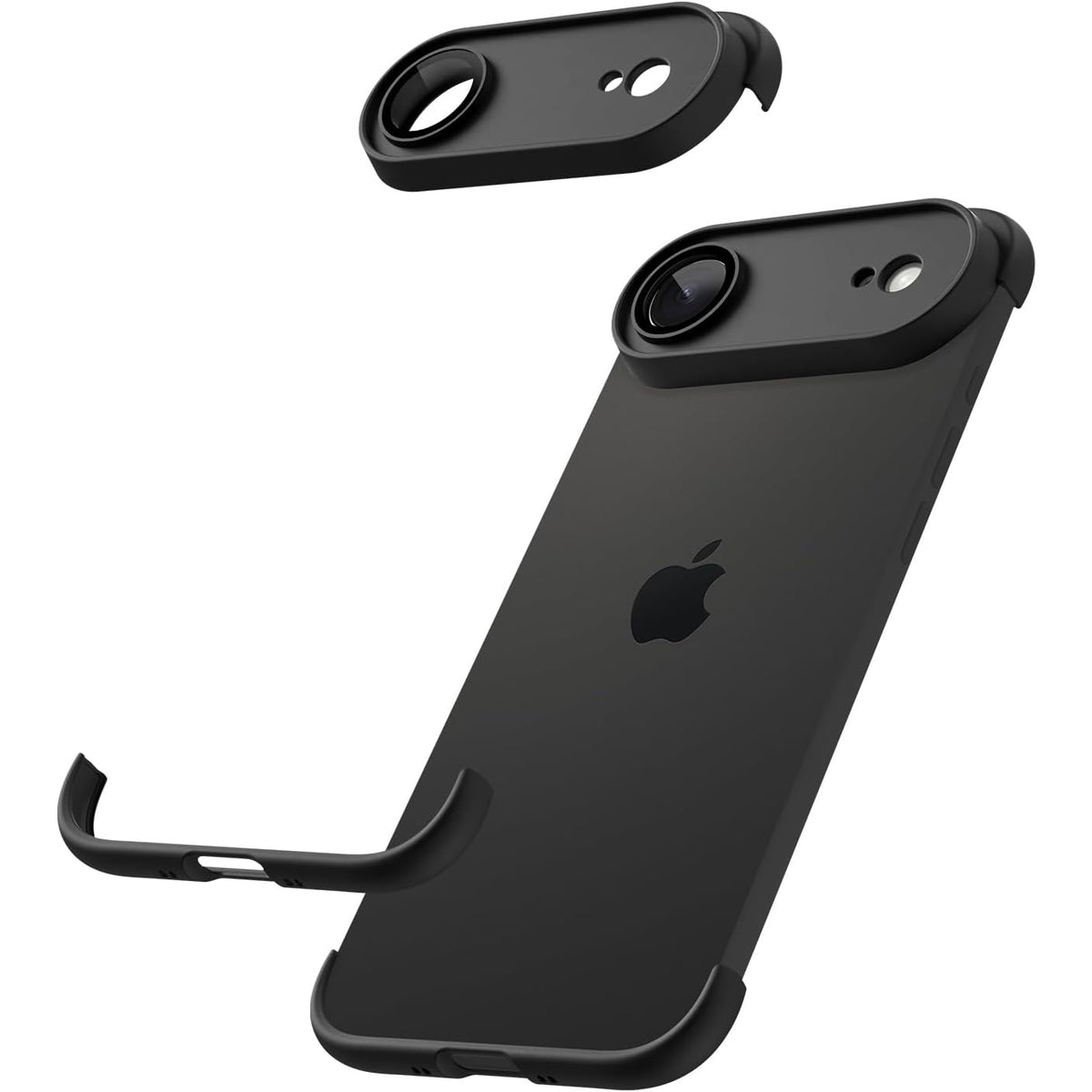 Carcasa de Telefon, Klevo, Compatibila Apple iPhone 17 Air, Fara Rama, doar Colturi si Camera, din Metal, Grosime 0.1 mm, Negru