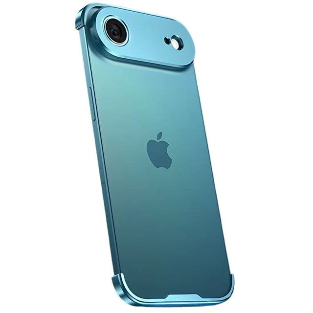 Carcasa de Telefon, Klevo, Compatibila Apple iPhone 17 Air, Fara Rama, doar Colturi si Camera, din Metal, Grosime 0.1 mm, Albastru