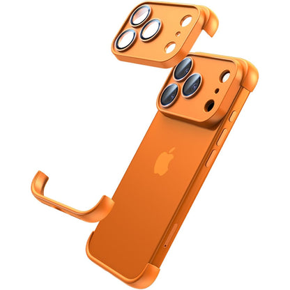 Carcasa de Telefon, Klevo, Compatibila Apple iPhone 17, Fara Rama, doar Colturi si Camera, din Metal, Grosime 0.1 mm, Portocaliu