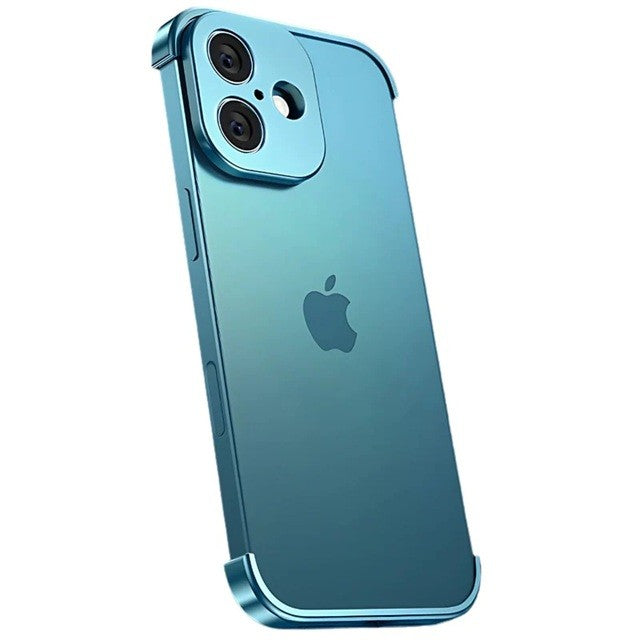 Carcasa de Telefon, Klevo, Compatibila Apple iPhone 17, Fara Rama, doar Colturi si Camera, din Metal, Grosime 0.1 mm, Albastru