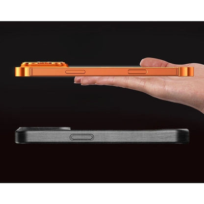 Carcasa de Telefon, Klevo, Compatibila Apple iPhone 17 Pro Max, Fara Rama, doar Colturi si Camera, din Metal, Grosime 0.1 mm, Portocaliu