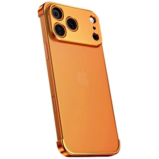 Carcasa de Telefon, Klevo, Compatibila Apple iPhone 17 Pro Max, Fara Rama, doar Colturi si Camera, din Metal, Grosime 0.1 mm, Portocaliu