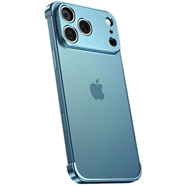 Carcasa de Telefon, Klevo, Compatibila Apple iPhone 17 Pro Max, Fara Rama, doar Colturi si Camera, din Metal, Grosime 0.1 mm, Albastru