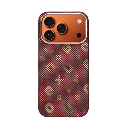 Carcasa Magnetica, Klevo, Compatibila Apple iPhone 17 Air, din Fibra de Carbon, Litere Fosforescente, Maro