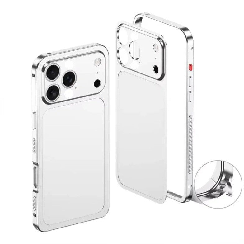 Carcasa Metalica, Klevo, Compatibila Apple iPhone 15 Pro Max, Creeaza Aspect de iPhone 17 Pro, Unibody Mat, Rezistenta la Zgarieturi, Argintiu