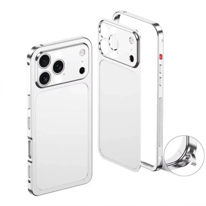 Carcasa Metalica, Klevo, Compatibila Apple iPhone 14 Pro, Creeaza Aspect de iPhone 17 Pro, Unibody Mat, Rezistenta la Zgarieturi, Argintiu