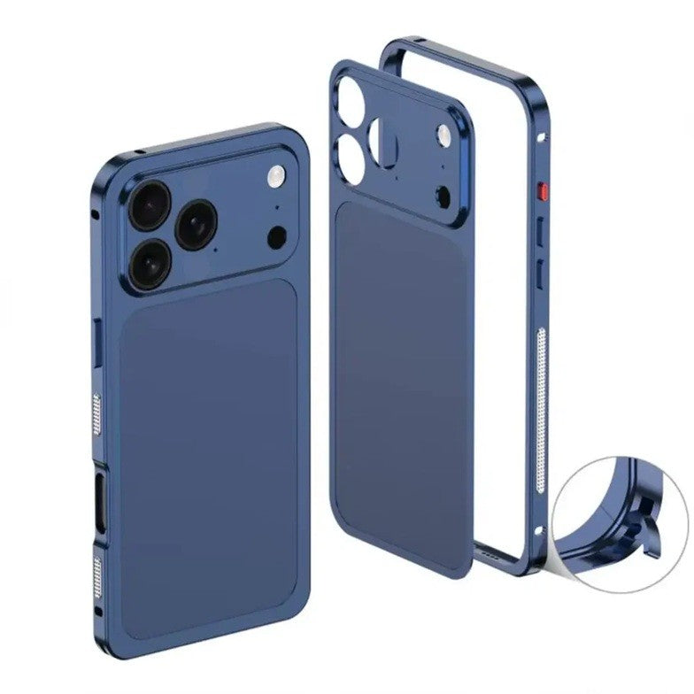 Carcasa Metalica, Klevo, Compatibila Apple iPhone 16 Pro, Creeaza Aspect de iPhone 17 Pro, Unibody Mat, Rezistenta la Zgarieturi, Albastru