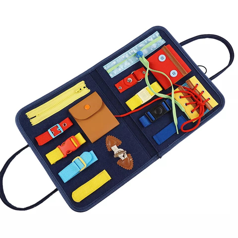 Carte Senzoriala Educativa Montessori, Klevo, Dezvoltare Abilitati Motorii, 2 Pagini, 28x22x3 cm, Albastru