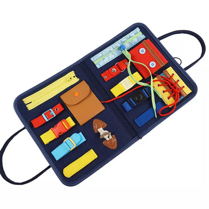 Carte Senzoriala Educativa Montessori, Klevo, Dezvoltare Abilitati Motorii, 2 Pagini, 28x22x3 cm, Albastru