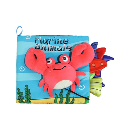 Carte Senzoriala, Klevo, pentru Bebelusi, 15x16x4 cm, cu Animalute, 3D, Cu Sunete si Fosnete, 0-3 Ani, Model Crab, Multicolor