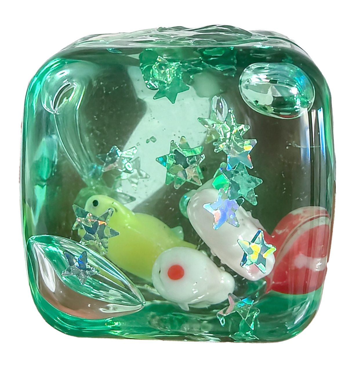 Cub Fidget 3D, Klevo, Model Cub de Gheata Scoici, Jucarie Antistres pentru Copii/Adulti, Comprimabil cu Revenire Lenta, 3x3x3 cm, Turcoaz/Verde