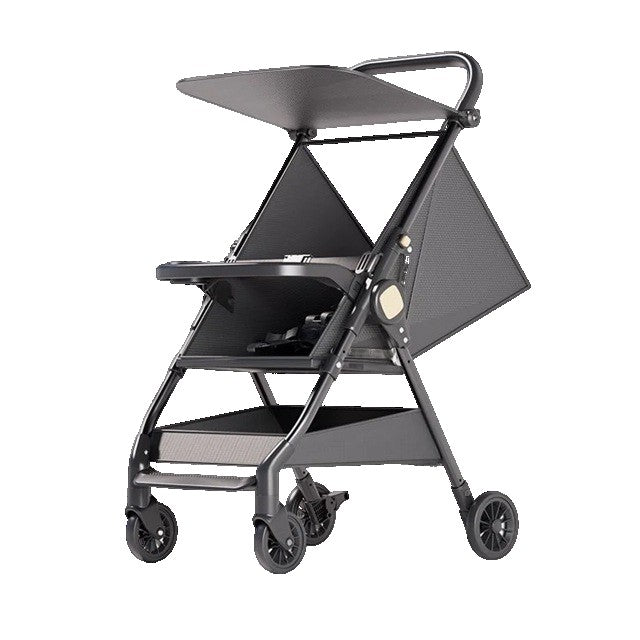Carut Pliabil, Klevo, Usor, Compatibil cu Avionul, de Plimbat/Dormit, Parasolar, Cutie Depozitare, Tabla de Masa, 93 x 70 x 40 cm, Negru