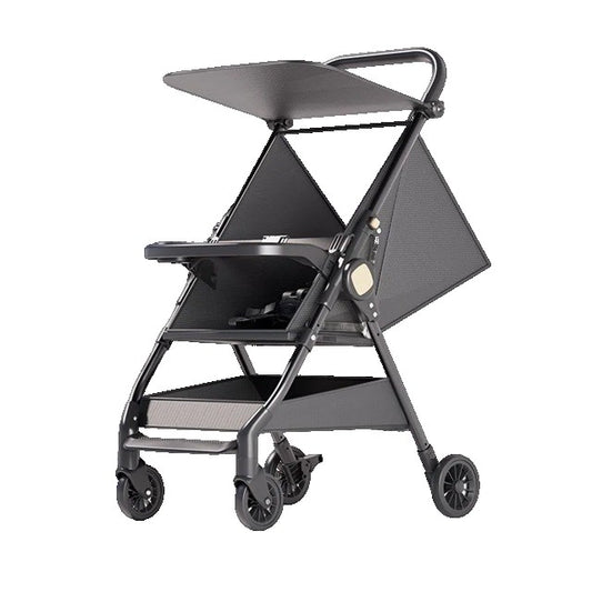 Carut Pliabil, Klevo, Usor, Compatibil cu Avionul, de Plimbat/Dormit, Parasolar, Cutie Depozitare, Tabla de Masa, 93 x 70 x 40 cm, Negru