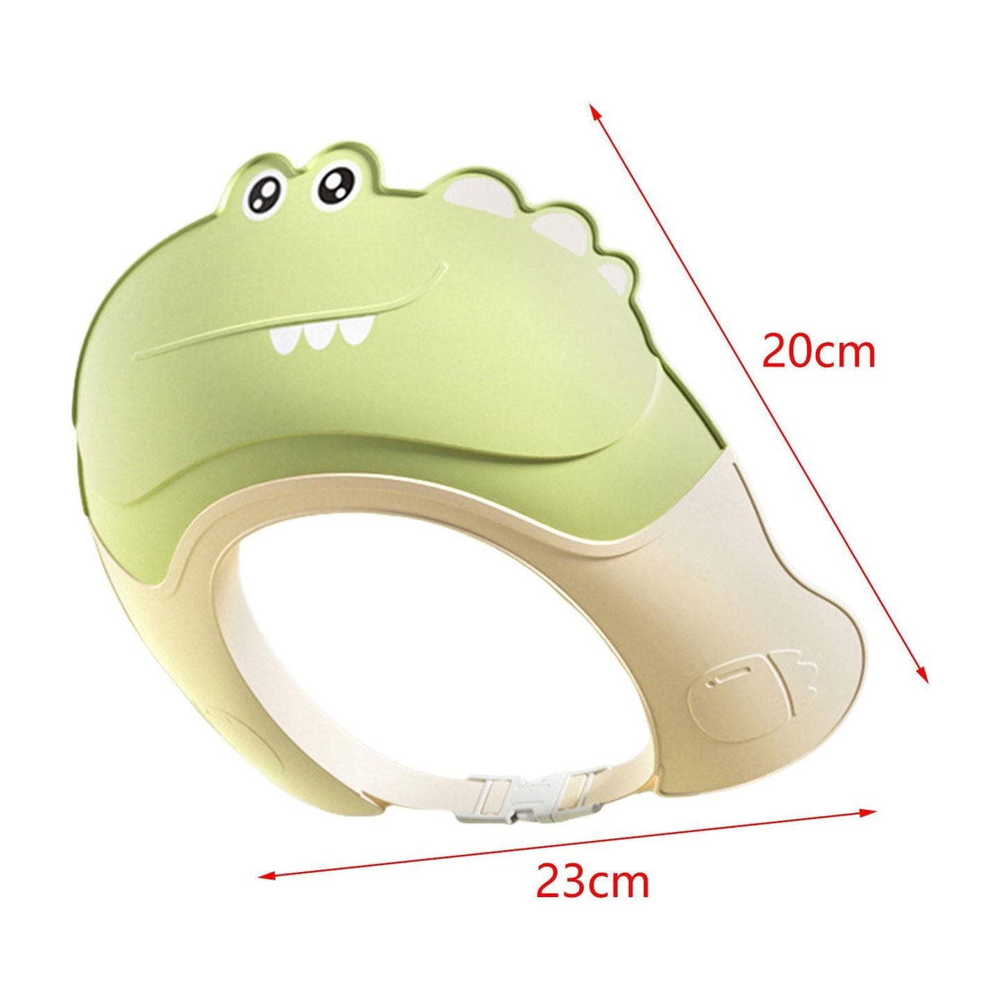 Casca de Dus, Klevo, Previne Scurgerea Apei si Samponului pe Fata, 0-12 Ani, Ajustabila, din TPE+PP, 20 x 23 cm, Model Crocodil, Verde
