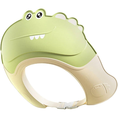 Casca de Dus, Klevo, Previne Scurgerea Apei si Samponului pe Fata, 0-12 Ani, Ajustabila, din TPE+PP, 20 x 23 cm, Model Crocodil, Verde