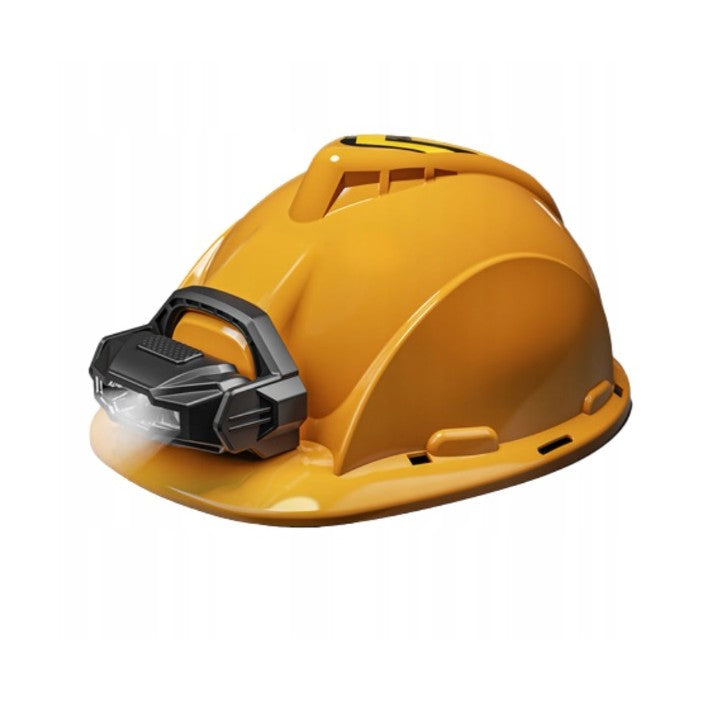 Casca Protectie cu Lanterna de Jucarie pentru Copii, Klevo, Material Plastic, Interactiv, Distractiv, 29.5x19.5x6.5 cm, Portocaliu