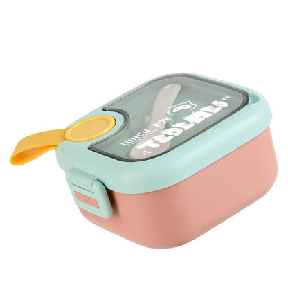 Caserola pentru copii Klevo, lunch box, 750 ml, doua boluri, lingura, foarfeca din plastic, rezistenta la scurgeri, Roz