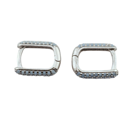 Cercei pentru Dame ,Jolie Silver, Argint 925, Design Modern Minimalist, Model U cu Cristale, 2.31 g, Argintiu/ Argintiu