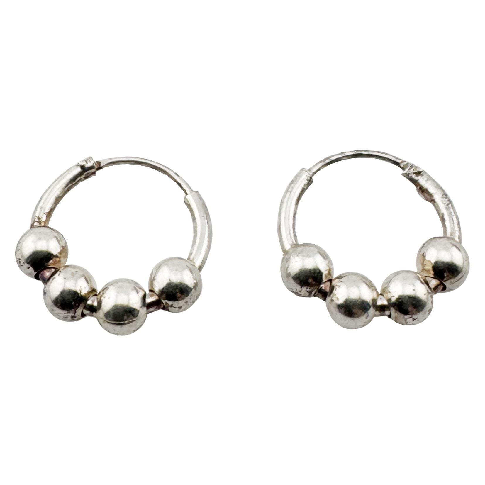 Cercei pentru Dama, Jolie, Argint 925, Model Creole cu 4 Bilute, 12 mm, 1.6g, 1 cm x 1 cm, Argintiu