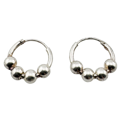 Cercei pentru Dama, Jolie, Argint 925, Model Creole cu 4 Bilute, 12 mm, 1.6g, 1 cm x 1 cm, Argintiu