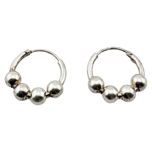 Cercei pentru Dama, Jolie, Argint 925, Model Creole cu 4 Bilute, 12 mm, 1.6g, 1 cm x 1 cm, Argintiu
