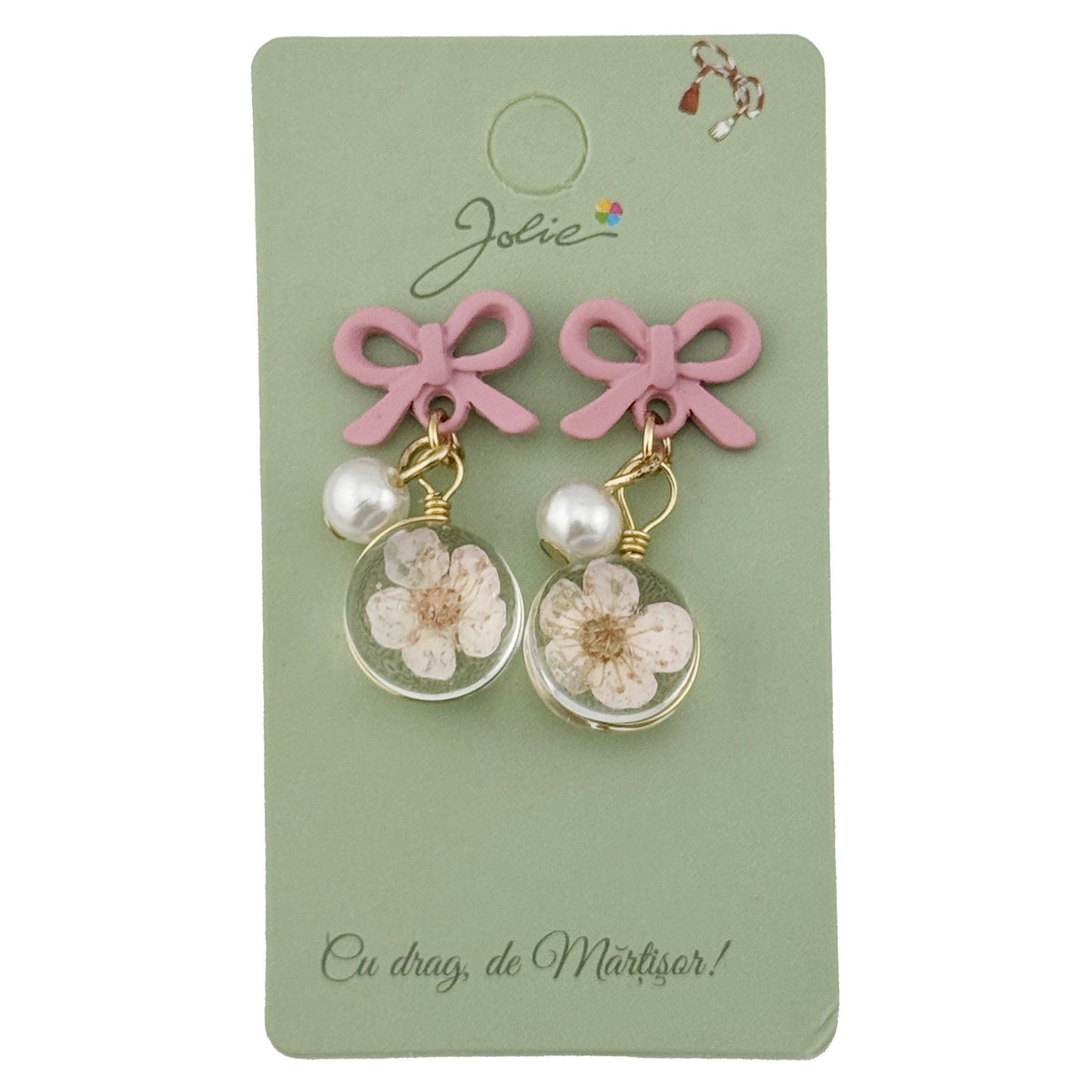 Cercei Dama de Primavara, Jolie, Model Floare in Glob, Eleganti si Moderni, 3 x 1 cm per unitate, Roz