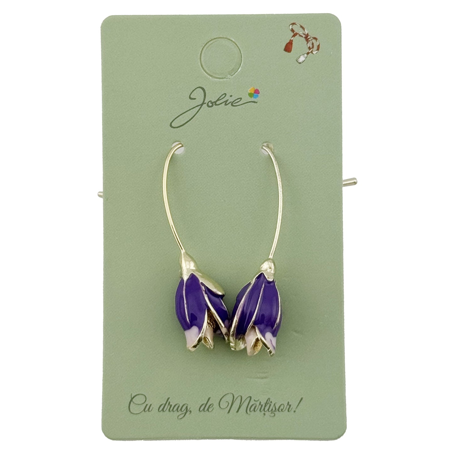 Cercei Dama de Primavara, Jolie, Model Flori Iris, Eleganti si Moderni, 7 x 1 cm per unitate, Mov