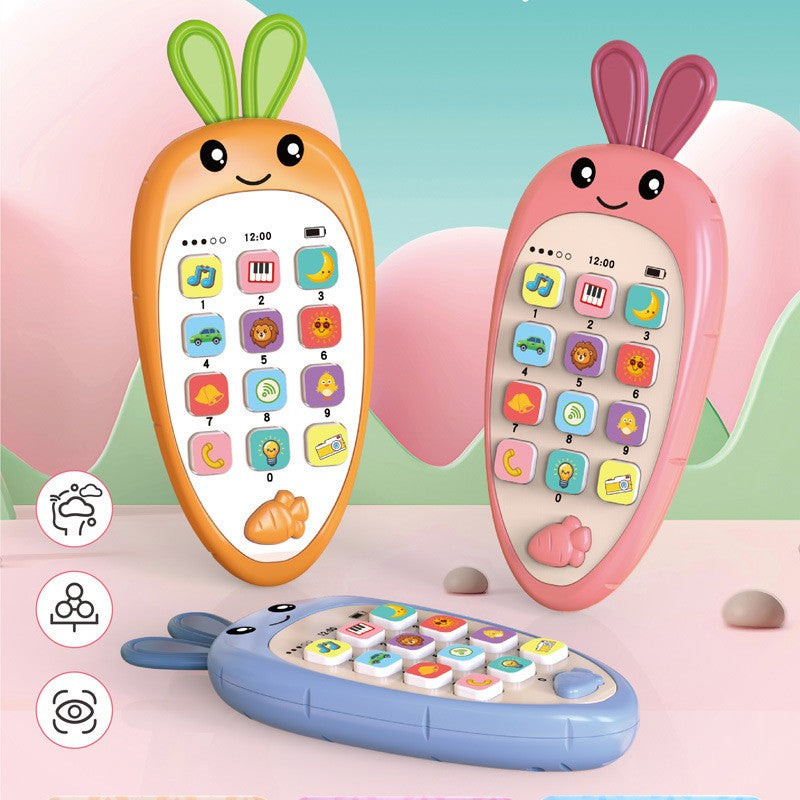 Jucarie Interactiva, Klevo, Telefon Inteligent, Model Morcov, Functii Educative, Muzicale si Voce, 4-6 ani, 19 x 11.5 cm, din Plastic, Portocaliu