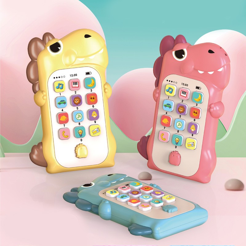 Jucarie Interactiva, Klevo, Telefon Inteligent, Model Dinozaur, Functii Educative, Muzicale si Voce, 4-6 ani, 19 x 11.5 cm, din Plastic, Galben