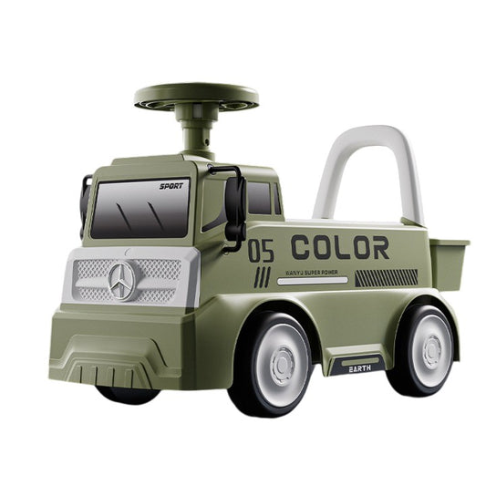 Mașinuță pentru copii, Klevo, 3 ani, Model Camion, Sport, Claxon, Cutie Depozitare, 62x26x40 cm, Verde