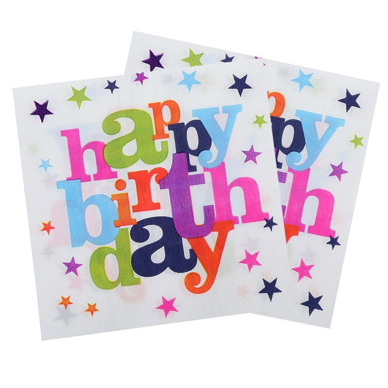 Set 10 Servetele de Masa, Klevo, Colectia Happy Birthday, 32 x 32 cm, din Hartie, Multicolor