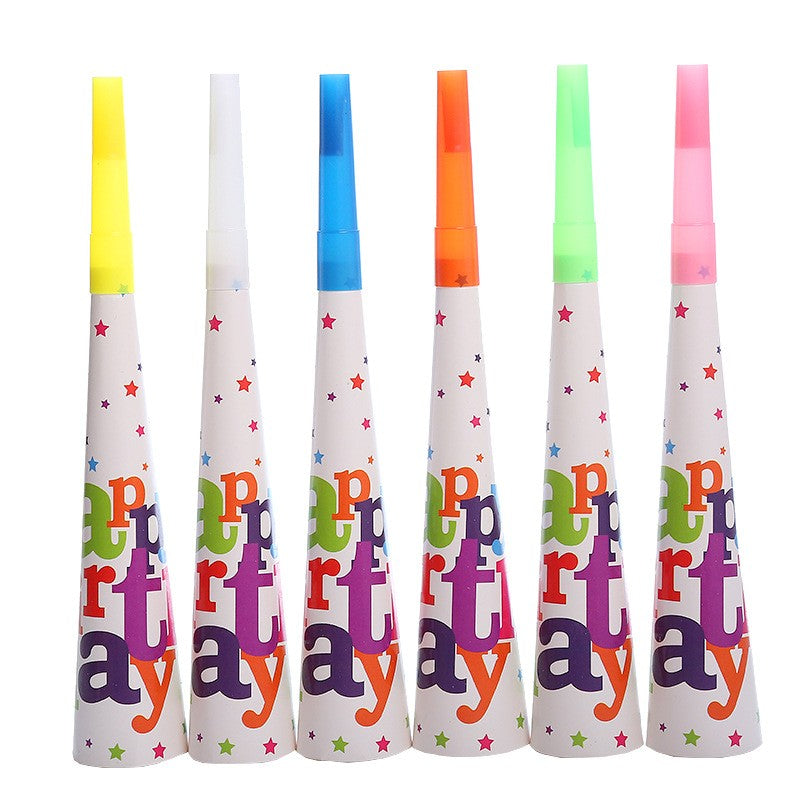 Set 6 Suflatori, Klevo, Colectia Happy Birthday, 20 cm, din Carton, Multicolor