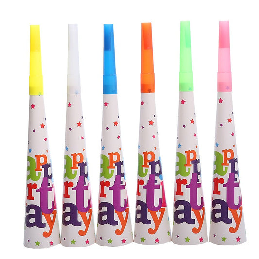 Set 6 Suflatori, Klevo, Colectia Happy Birthday, 20 cm, din Carton, Multicolor
