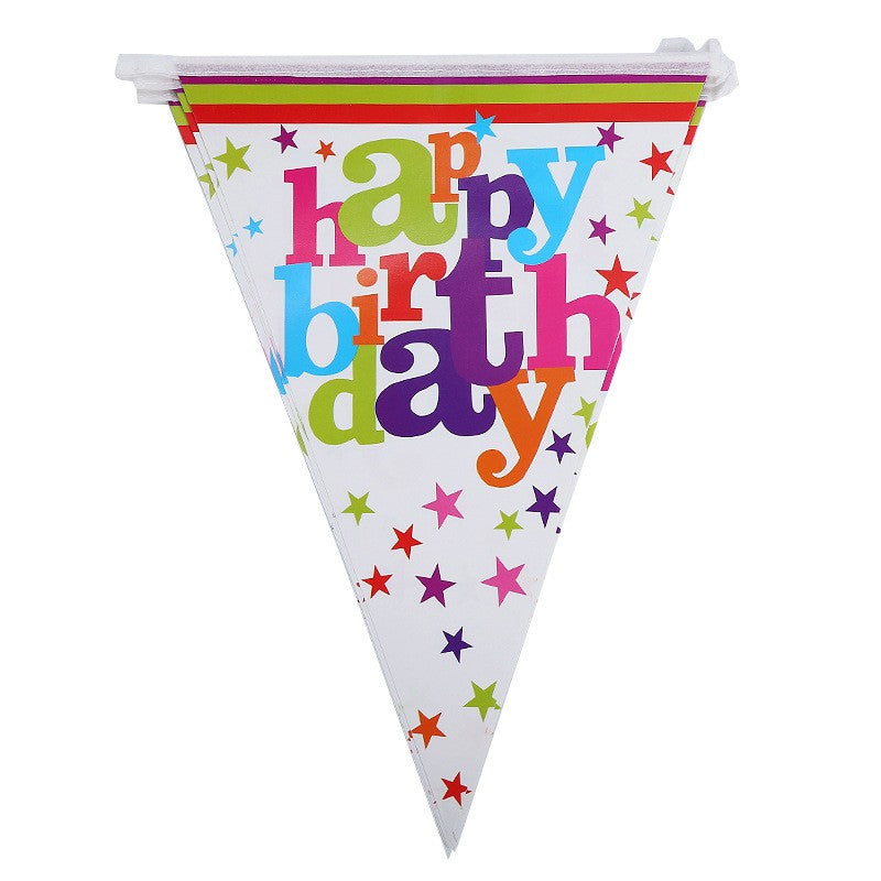Set 10 Stegulete Tip Banner, Klevo, Colectia Happy Birthday, 270 cm Lungime, din Hartie Cretata, Multicolor
