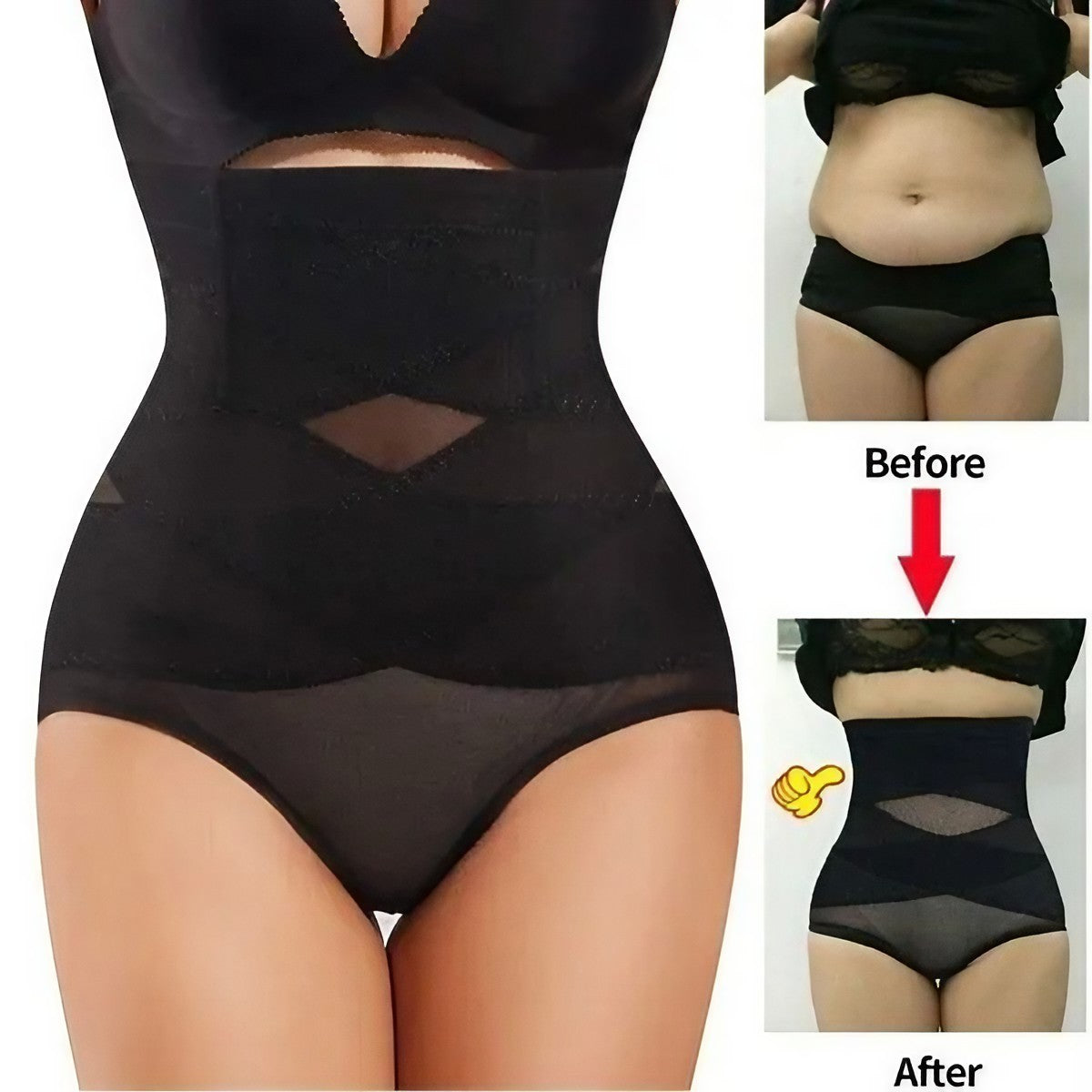 Lenjerie Modelatoare pentru Abdomen, Klevo, cu Talie Inalta si Corset, Negru, Push-Up, Marimea M