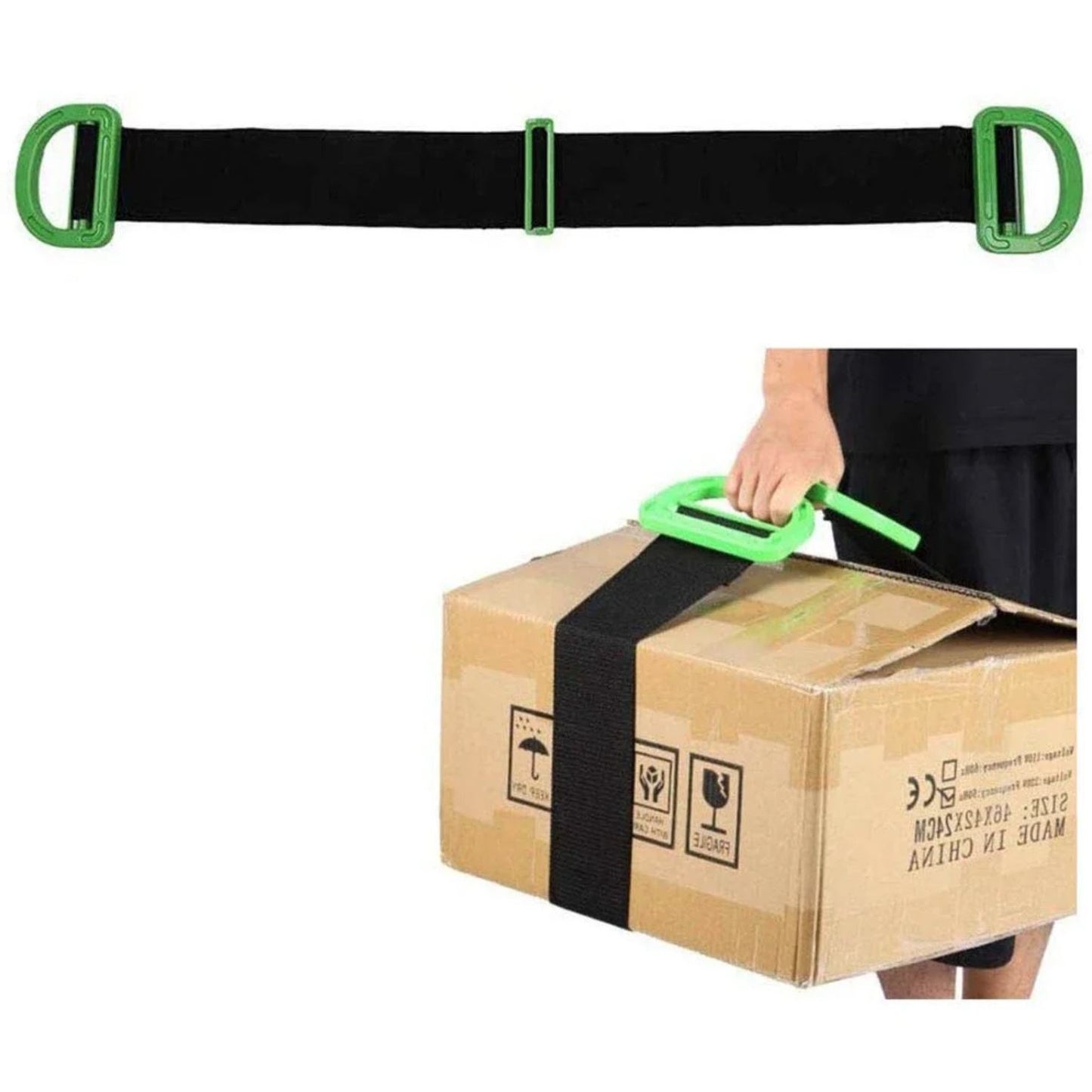 Chinga Tip Banda Elastica Pentru Transportul Obiectelor Grele, Klevo, Lungime Maxima 1.7 m, Greutate de Sustinere 100 kg, Negru/Verde