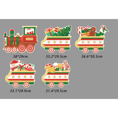 Decoratiune de Craciun, Klevo, pentru Gradina, Tip Trenulet, 5 Figurine + Bete de Infipt in Pamant, din Plastic, Impermeabil, Model Tren cu Cadouri, Multicolor