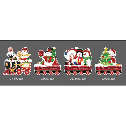 Decoratiune de Craciun, Klevo, pentru Gradina, Tip Trenulet, 4 Figurine + Bete de Infipt in Pamant, din Plastic, Impermeabil, Model Oameni de Zapada, Multicolor
