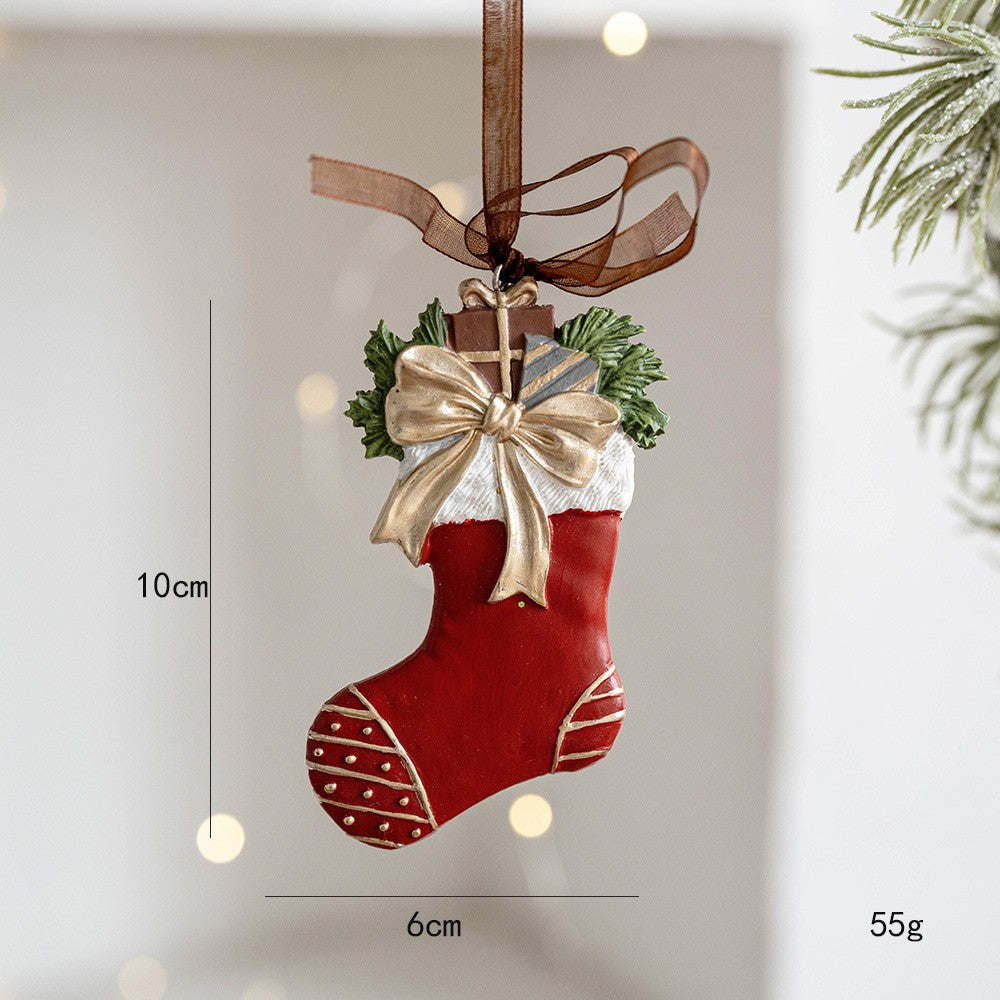Decoratiune de Craciun, Klevo, pentru Brad, Model Soseta, 10 x 6 cm, din Rasina, Multicolor