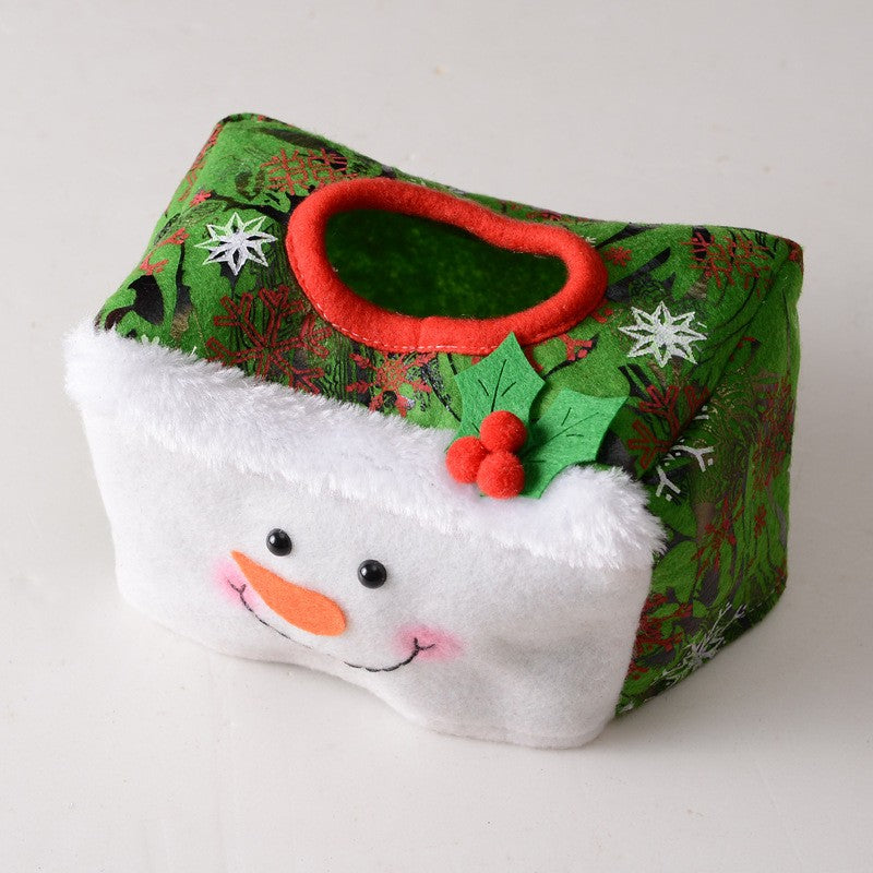 Cutie Decorativa pentru Servetele, Klevo, Model Om de Zapada, Tematica Craciun, 16 x 10 cm, Verde