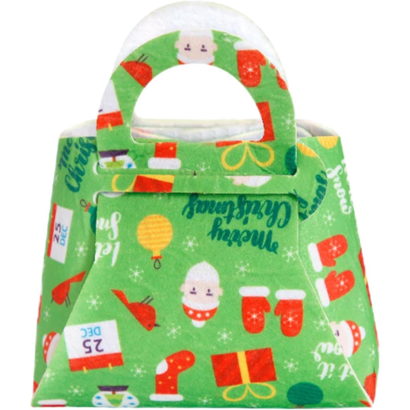 Geanta pentru Copii, Klevo, Pliabila, pentru Cadouri de Craciun, din Panza Netesuta, 13 x 12 x 6 cm, Verde
