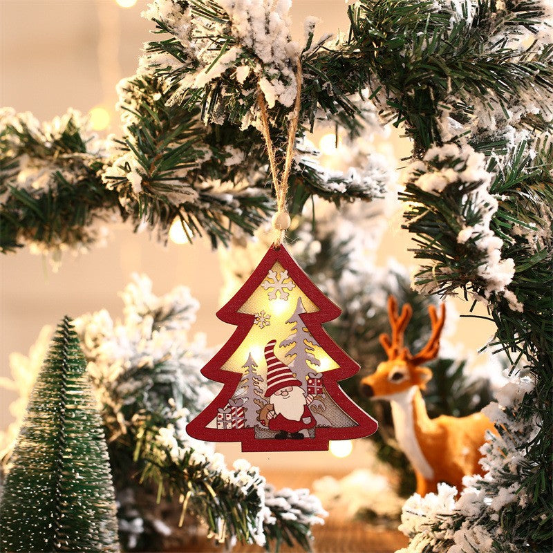 Ornament de Brad, Klevo, cu Lumini LED, din Lemn, Figurina Elf, Model Brad, Multicolor