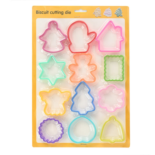 Set 12 forme pentru prajituri Klevo, material polipropilena, diverse forme, pentru orice ocazie,  adancime 1.6 cm, 23.3 x 33.5 x 1.8 cm, multicolor
