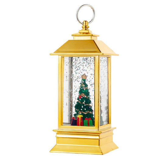 Decoratiune Luminoasa, Klevo, Felinar de Craciun, cu Lumina LED, Ornament Model Brad de Craciun, 5.3x5.3x13 cm, Galben