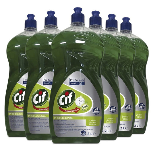 Pachet CIF Professional Lemon – Detergent Universal pentru Spalarea Manuala a Vaselor, Parfum de Lamaie, 6x2 L