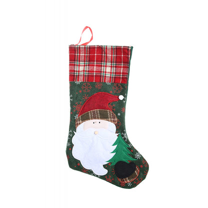 Ciorap Cadouri, Klevo,cu model Mos Craciun,verde, marimea 20x40 cm, textil, interior