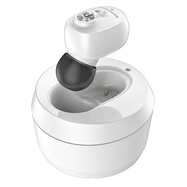 Aparat Auditiv Intraauricular In-Ear, Klevo, Amplificator de sunet pentru Auz, Minuscul Design Nou, 14 x 10 x 3.8 cm, 116 gr, Alb
