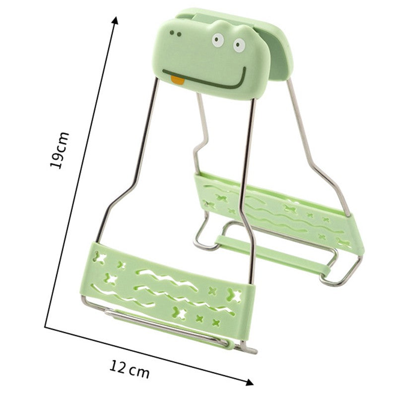 Clema pentru Boluri Creativa, Klevo, Anti-Alunecare, din Silicon, de Uz Casnic, Rezistent la Temperaturi Inalte, Model Animat, 19x12 cm, Verde