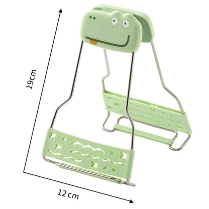 Clema pentru Boluri Creativa, Klevo, Anti-Alunecare, din Silicon, de Uz Casnic, Rezistent la Temperaturi Inalte, Model Animat, 19x12 cm, Verde